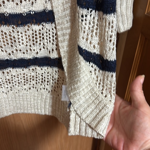 Pink Rose Striped Open-Front Cardigan Sweater Size Large - Picture 5 of 5